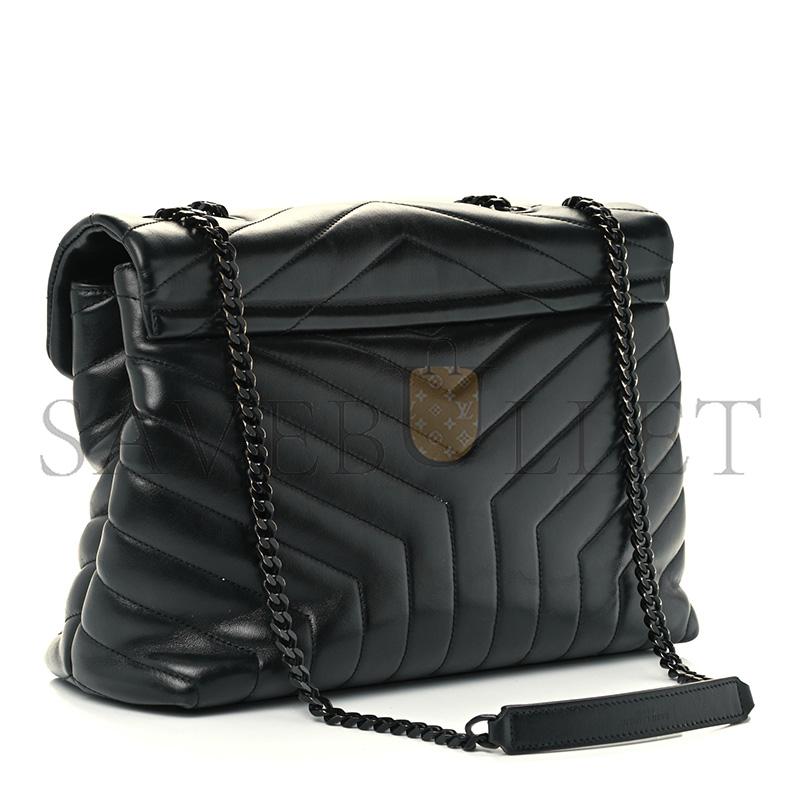 Y51 calfskin y quilted monogram medium loulou chain satchel black (32*22*11cm)